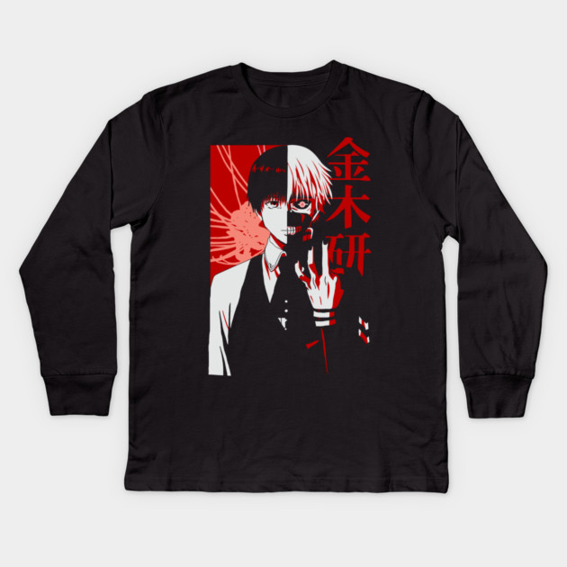 Kaneki Dual Form Tokyo Ghoul Red Art Kids Long Sleeve T-Shirt by Otaku Vibes