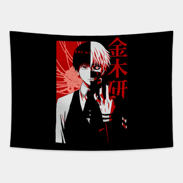 Kaneki Dual Form Tokyo Ghoul Red Art Tapestry by Otaku Vibes