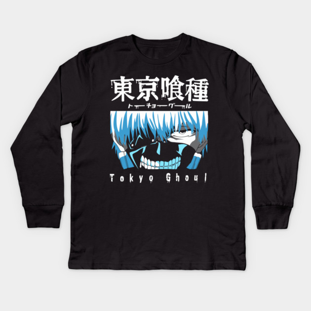 Kaneki Mask Close-Up Tokyo Ghoul Art Kids Long Sleeve T-Shirt by Otaku Vibes