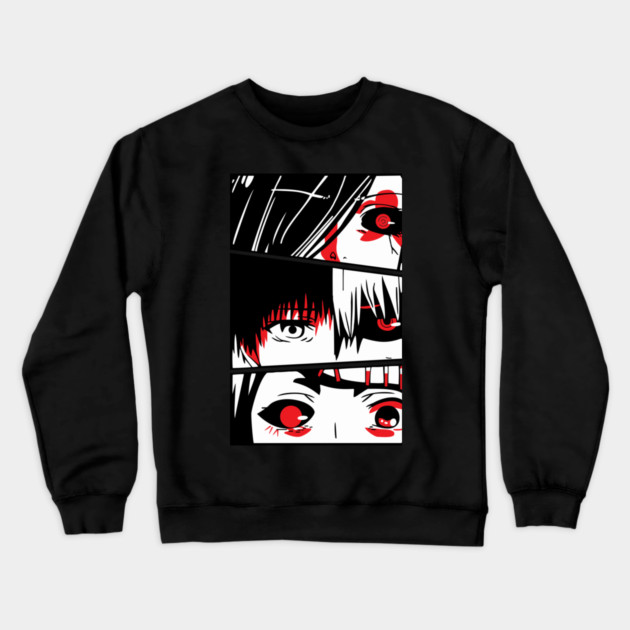 Tokyo Ghoul - Eye Close-Ups Character Panel Crewneck Sweatshirt by Otaku Vibes