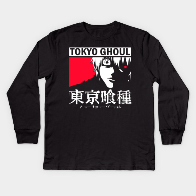 Kaneki with Glowing Red Eye – Tokyo Ghoul Kids Long Sleeve T-Shirt by Otaku Vibes