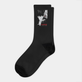 Kaneki Half Mask Tokyo Ghoul Greyscale Socks