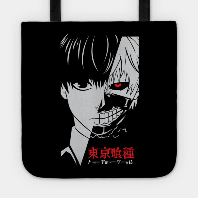 Kaneki Half Mask Tokyo Ghoul Greyscale Tote by Otaku Vibes