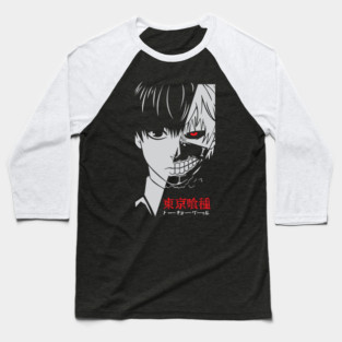 Kaneki Half Mask Tokyo Ghoul Greyscale Baseball T-Shirt