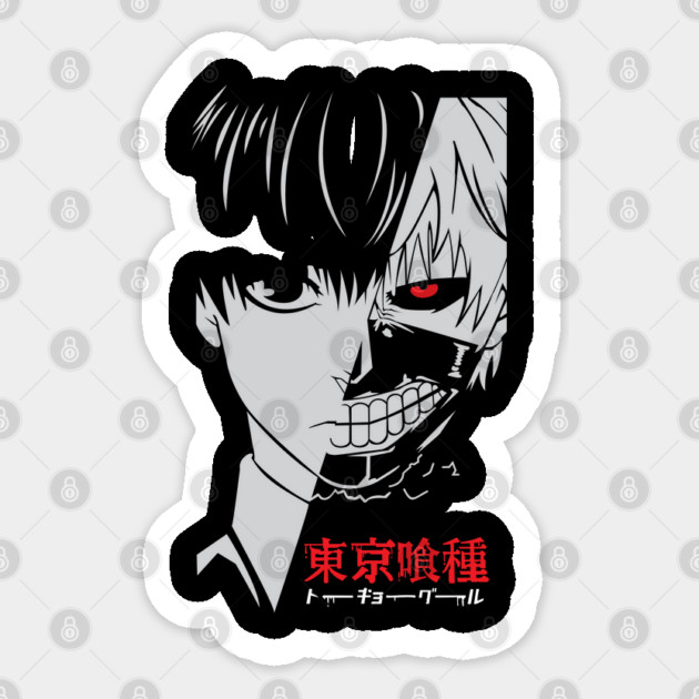 Kaneki Half Mask Tokyo Ghoul Greyscale Sticker by Otaku Vibes