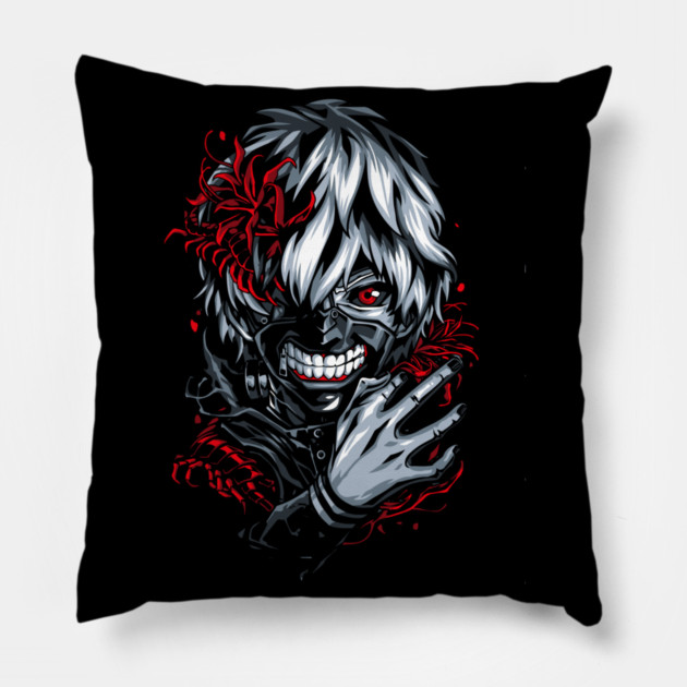 Kaneki - Tokyo Ghoul Floral Horror Pillow by Otaku Vibes