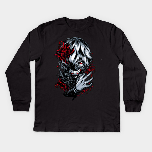 Kaneki - Tokyo Ghoul Floral Horror Kids Long Sleeve T-Shirt by Otaku Vibes