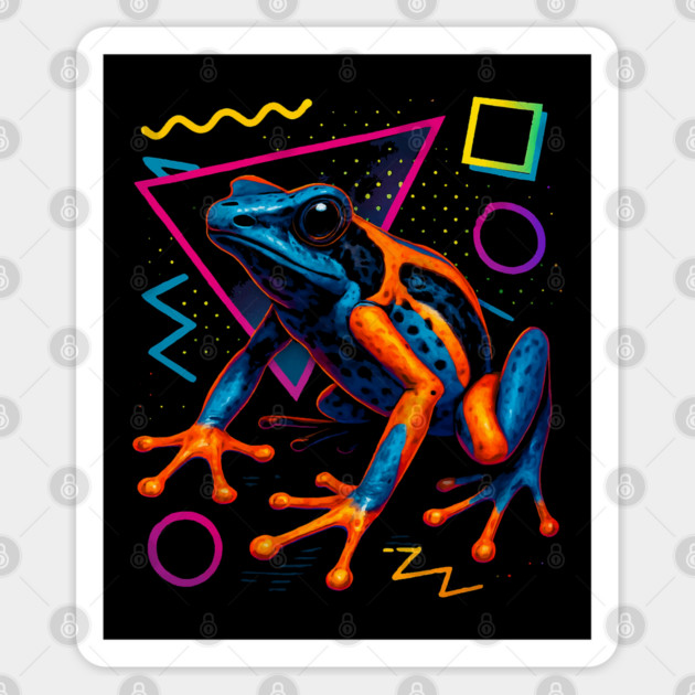 Retro Neon Imitator Dart Frog Sticker by Reptiq's Store