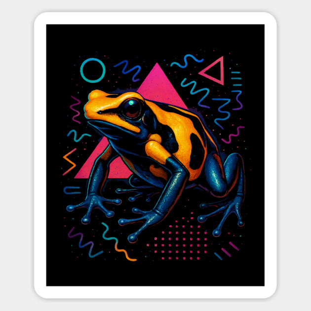 Retro Neon Bumblebee Dart Frog Magnet by Reptiq's Store