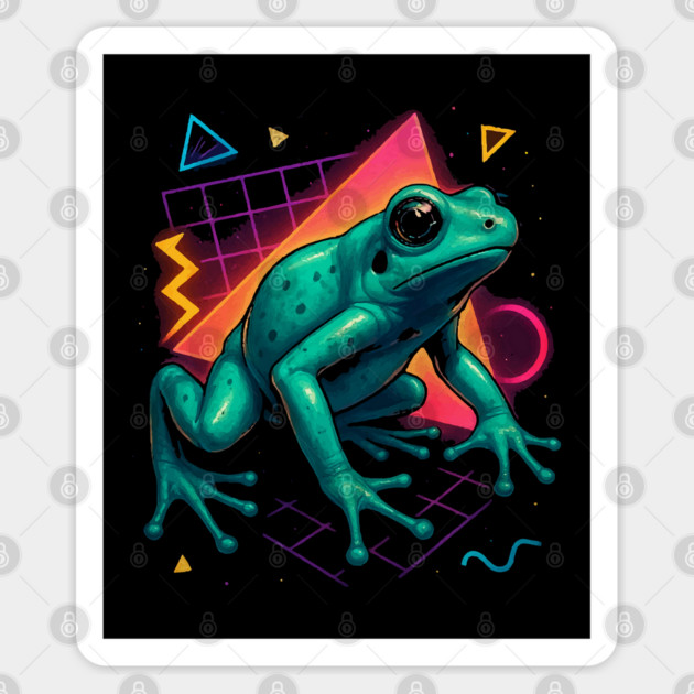Retro Neon Mint Terribilis Dart Frog Sticker by Reptiq's Store
