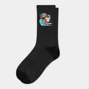 Guinea Pig Surfer Surfing American Flag Socks