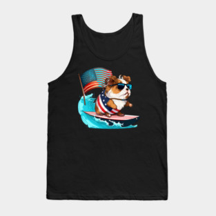 Guinea Pig Surfer Surfing American Flag Tank Top