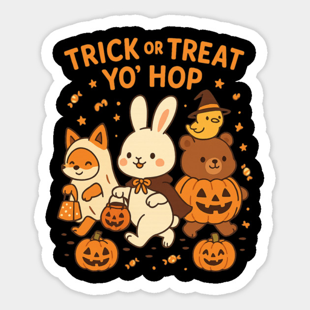 Trick or Treat Yo’ Hop Cute Halloween Animals Magnet by Anne Lee