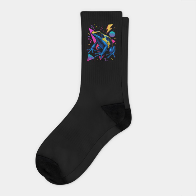 Retro Neon Green and Black Dart Frog Socks by Reptiq's Store