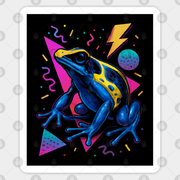 Retro Neon Green and Black Dart Frog Sticker by Reptiq's Store
