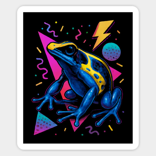 Retro Neon Green and Black Dart Frog Magnet by Reptiq's Store