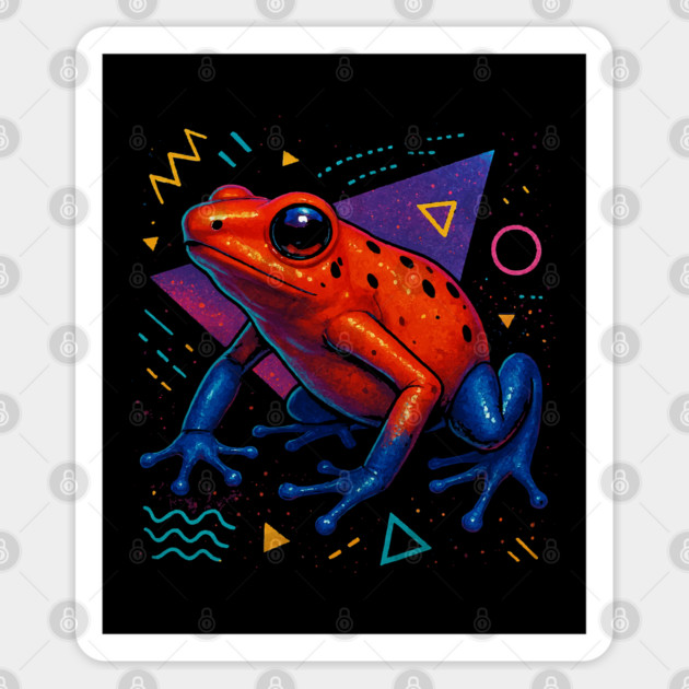 Retro Neon Blue Poison Dart Frog Sticker by Reptiq's Store