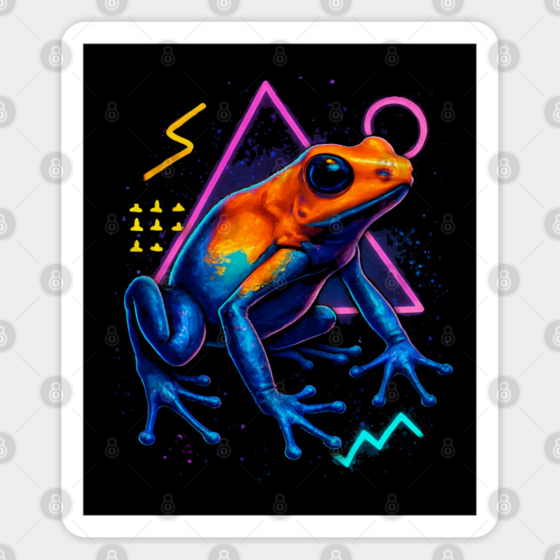 Retro Neon Red-Footed Dart Frog Sticker by Reptiq's Store