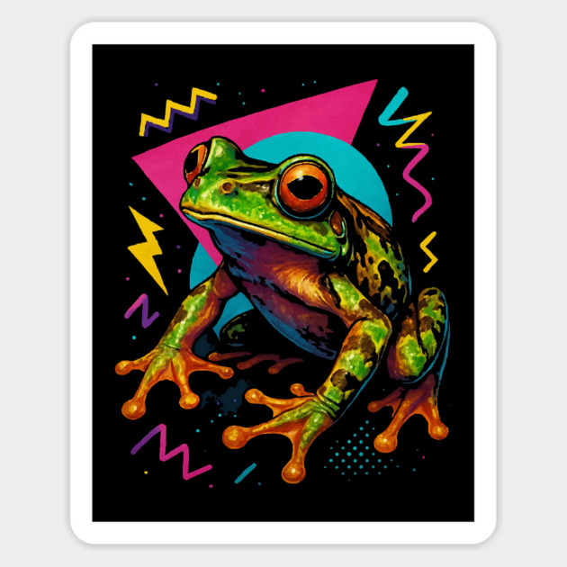 Retro Neon Big Eye Tree Frog Magnet by Reptiq's Store