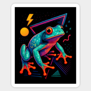 Retro Neon Snowflake Whites Tree Frog Magnet