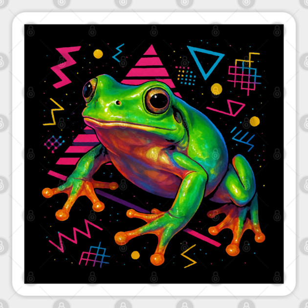 Retro Neon Australian Blue Phase Whites Tree Frog Sticker by Reptiq's Store