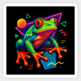 Retro Neon Red Eye Tree Frog Magnet