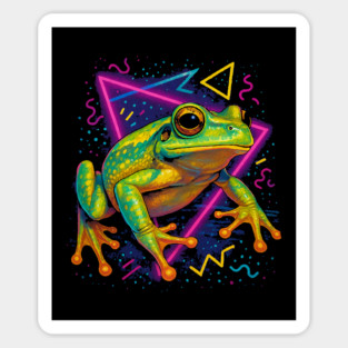 Retro Neon Haitian Giant Tree Frog Sticker