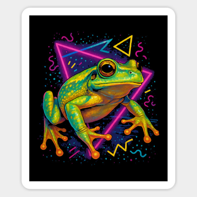 Retro Neon Haitian Giant Tree Frog Magnet by Reptiq's Store
