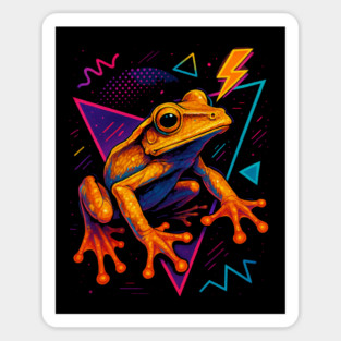 Retro Neon Borneo Eared Tree Frog Magnet
