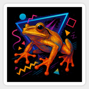 Retro Neon Marbled Tree Frog Sticker