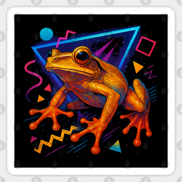 Retro Neon Marbled Tree Frog Sticker by Reptiq's Store