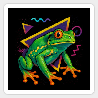 Retro Neon Waxy Monkey Tree Frog Magnet