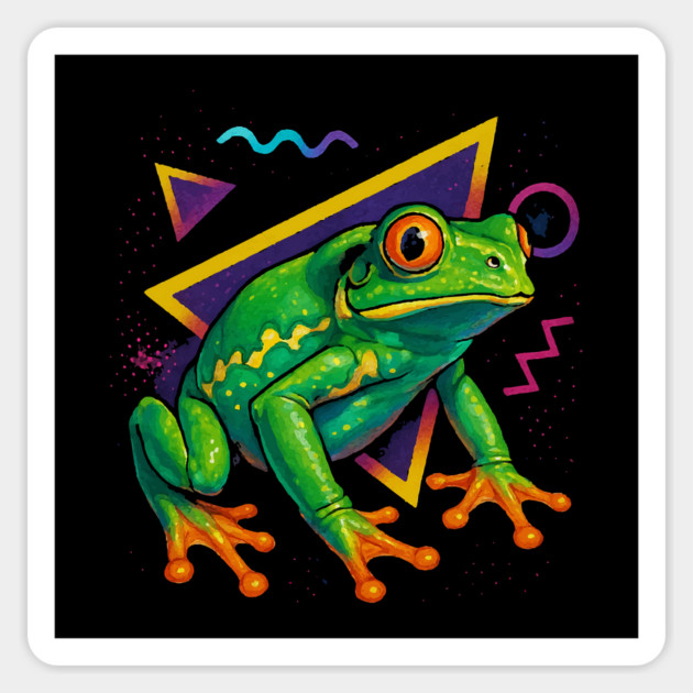 Retro Neon Waxy Monkey Tree Frog Magnet by Reptiq's Store