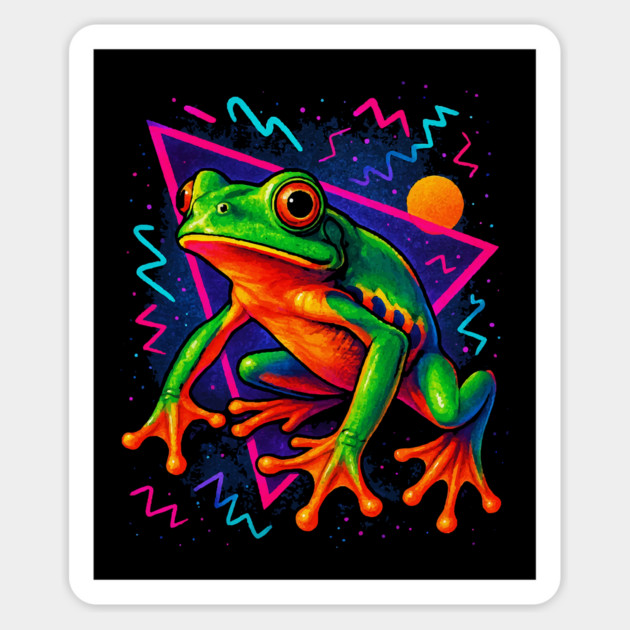 Retro Neon Tiger Leg Tree Frog Magnet by Reptiq's Store