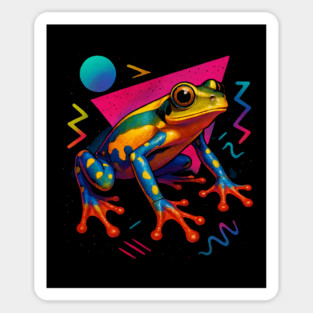 Retro Neon Clown Tree Frog Magnet