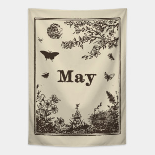 Elegant May Butterflies and Blossoms Tapestry