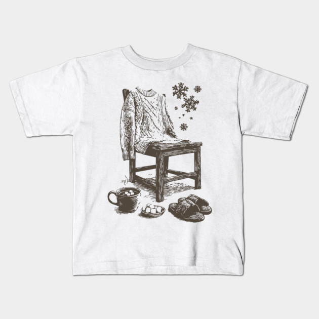 Winter Snowflake Sweater and Coffee Kids T-Shirt by TuncGK