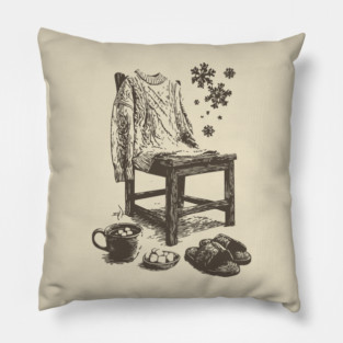 Winter Snowflake Sweater and Coffee Pillow