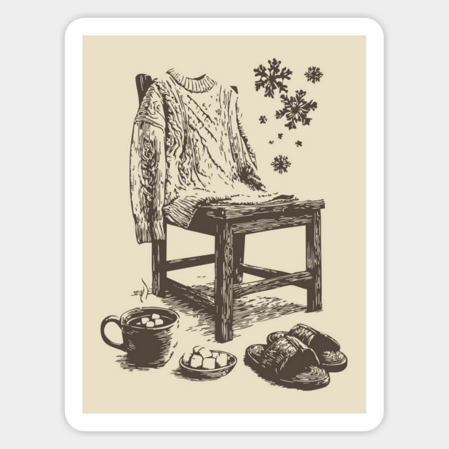 Winter Snowflake Sweater and Coffee Magnet by TuncGK