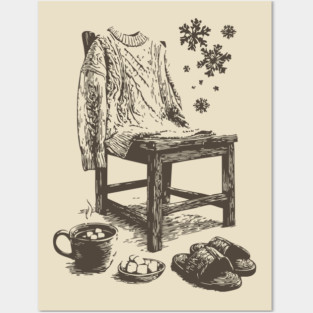 Winter Snowflake Sweater and Coffee Posters and Art
