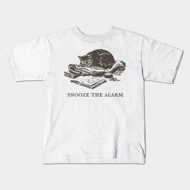 Snooze the Alarm Sleeping Cat Kids T-Shirt by TuncGK