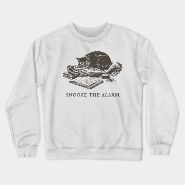 Snooze the Alarm Sleeping Cat Crewneck Sweatshirt by TuncGK