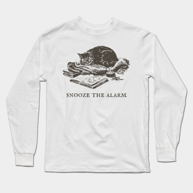 Snooze the Alarm Sleeping Cat Long Sleeve T-Shirt by TuncGK