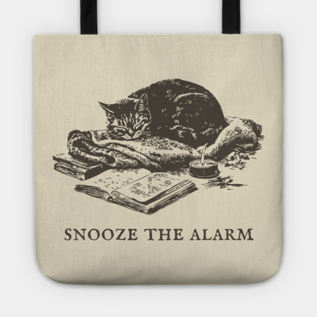 Snooze the Alarm Sleeping Cat Tote by TuncGK