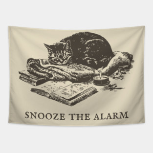 Snooze the Alarm Sleeping Cat Tapestry