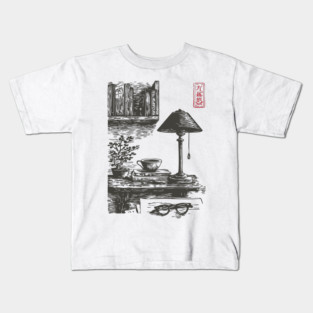 Dark Academia Library Desk Kids T-Shirt