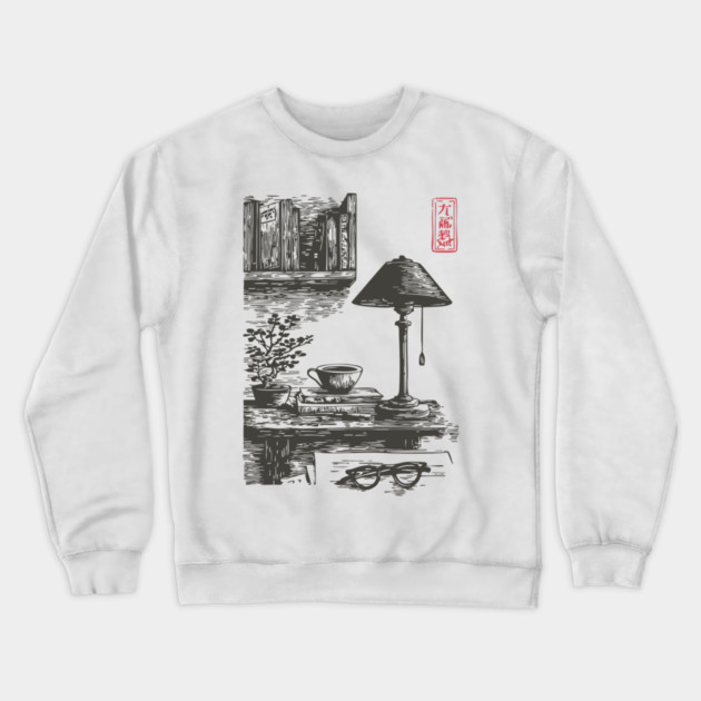 Dark Academia Library Desk Crewneck Sweatshirt by TuncGK