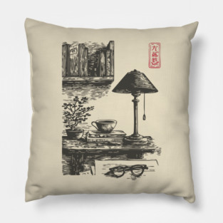 Dark Academia Library Desk Pillow