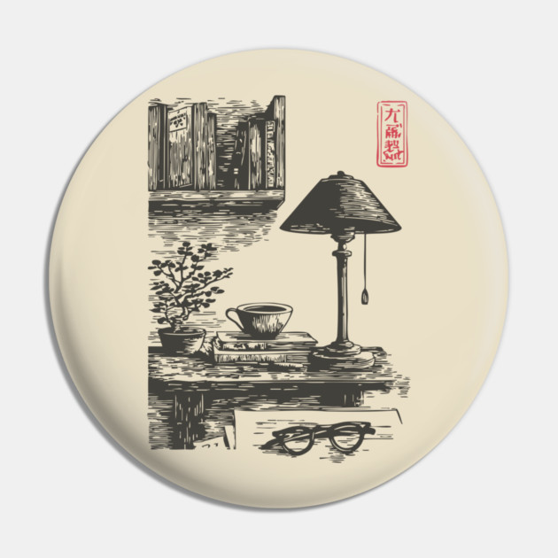 Dark Academia Library Desk Pin by TuncGK