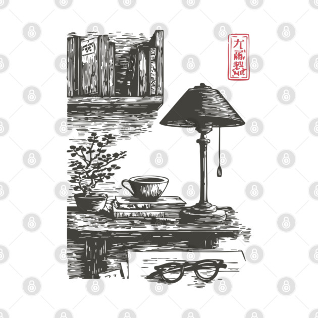 Dark Academia Library Desk by TuncGK